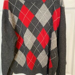 Jos. A. Bank Men's Argyle Crewneck Sweater - Charcoal, Red, and Light Gray